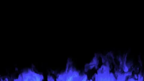 Intense Blue Fire Flames Burning Along Ground on Black Background Stock Footage 342315858