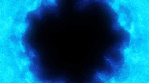 Intense bright blue energy clouds forming a glowing circular portal around .. Stock Illustration