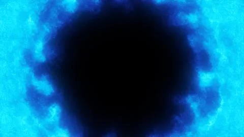 Intense bright blue energy clouds forming a glowing circular portal around .. Stock Illustration