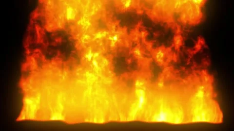Intense Burning Fire Wall Animation With Huge Explosive Orange Flames Vídeos de archivo 334987871