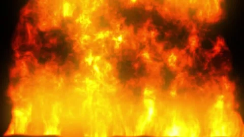 Intense Burning Fire Wall Animation With Huge Explosive Orange Flames Vídeos de archivo 334987873