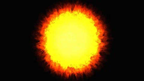 Intense burning sun with vibrant solar flares on black background. 4K Video stock 343246457
