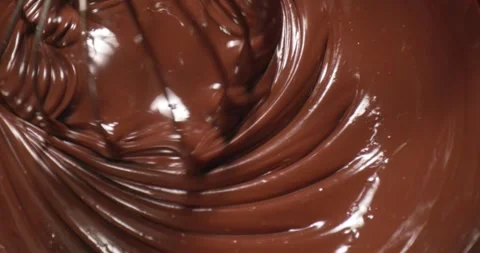 Intense close-up of a swirl pattern in thick, luxurious melted chocolate Stock Footage 274509107