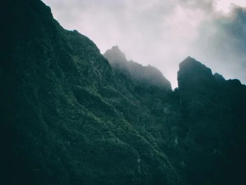 Intense clouds over the mountains. Stock Photos