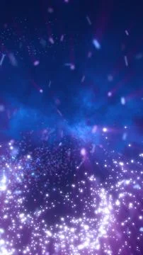 Intense cosmic explosion of bright white and purple particles radiating outwa 库存插图