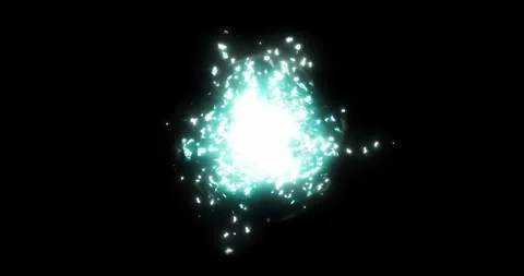 Intense Cyan Radiant Energy Source Spot On Black Screen Vídeo Stock 332263626