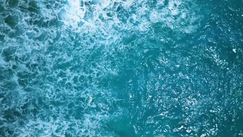 Intense dark waves with white foam, aerial view of breaking surf, barrier reef Video stock 274371873