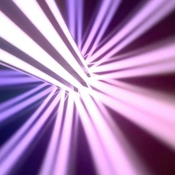 Intense directional light beam soft purple and white neon rays abstract 3D Stock Illustration