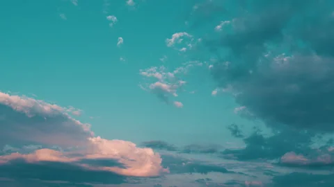 Intense dramatic panoramic sunset. Abstract different shades clouds at sunset Stock Footage 264963863