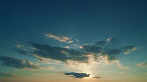 Intense dramatic panoramic sunset. Abstract different shades clouds at sunset Stock Footage 265700851