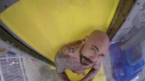 Intense drop into a speedy slide at the World Waterpark 動画素材 45844205