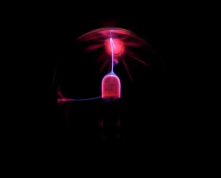 Intense electric stream inside plasma bulb Stock Photos