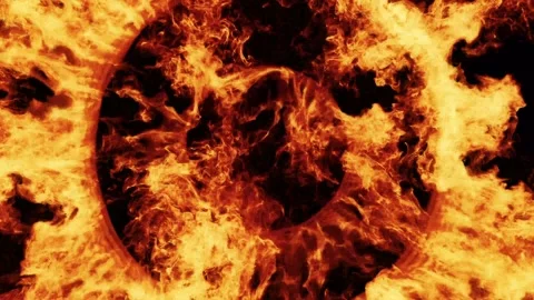 Intense Explosive Fire VFX with Roaring Flames, Fiery Burst, Burning Heat Stock Footage 345089988