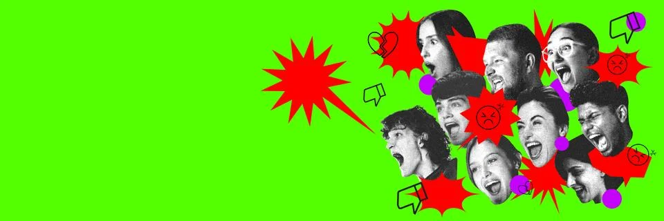 Intense expressions with bold graphic elements. Depicting raw emotions, customer 스톡 사진