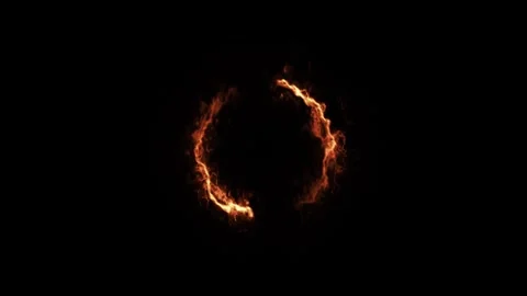 Intense Fiery Energy Circle Loop on Black Background Video stock 319558807