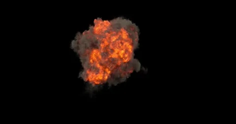 Intense Fire Burst and Expanding Black Smoke Compositing Element On Black Backgr Vídeo Stock 333189366