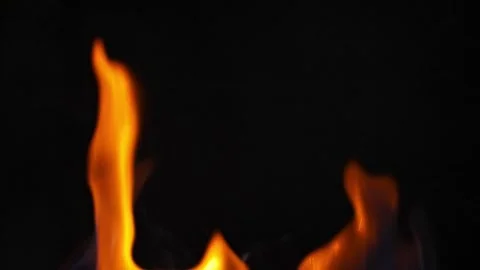 Intense Fire Flames Dancing on a Solid Black Background Stock Footage 319511629