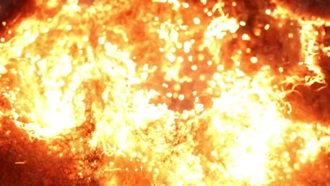 Intense Fire Sparks Spreading MAC Stock Footage 74550446