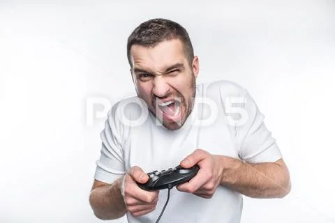 Intense game where only one man is playing. He is trying to win the game. He Stock Photos