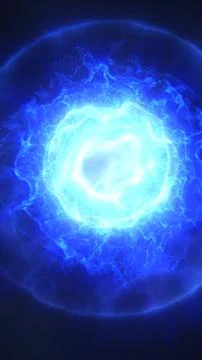 Intense glowing blue energy ring on dark background, resembling a futuristic  Stock Illustration