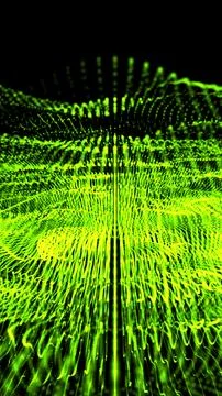 Intense green digital field of glowing lines and pulses forming an energeti.. イラスト素材