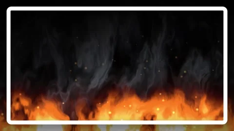 Intense Ground Fire with Thick Black Smoke on Dark Background Stock Footage 341537404