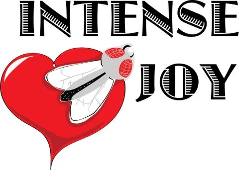 Intense joy text with a large fly 스톡 일러스트