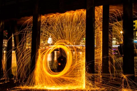 Intense light painting - precise circle Stock Photos