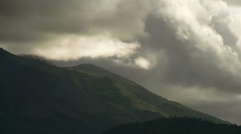 Intense Mountainside and Writhing Clouds Alaska Scenic TL Stock Footage 36632184