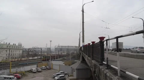 Intense movement of the train car interchange Stock Footage 64742836