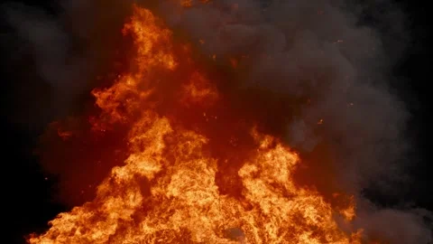 Intense Oil Fire Flame Explosion with Alpha Layer Stock-Footage 280417660