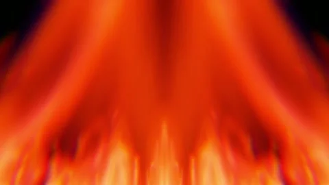 Intense Orange Fire Flames Rising Abstract Mirrored Motion Background 스톡 동영상 347450250