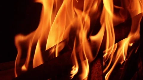Intense orange flames in blazing fire Stock-Footage 336532279