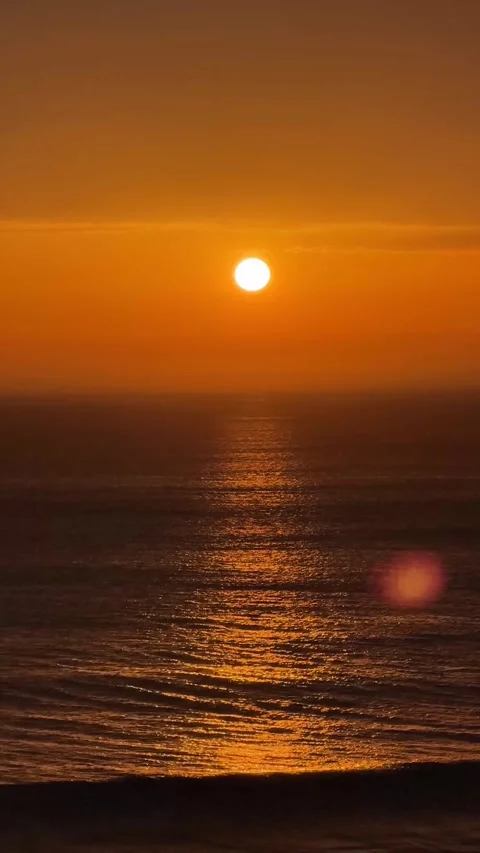 Intense Orange Sunset Over Atlantic Ocean. Stock Footage 328045302