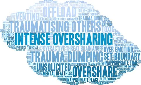 Intense Oversharing Word Cloud Stock Illustration