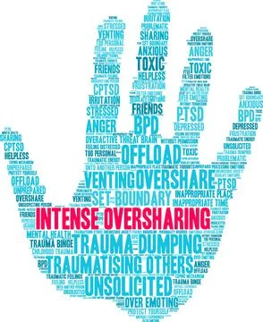 Intense Oversharing Word Cloud Stock Illustration
