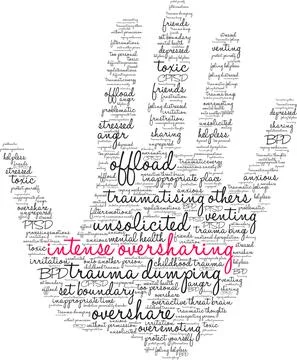 Intense Oversharing Word Cloud Stock Illustration