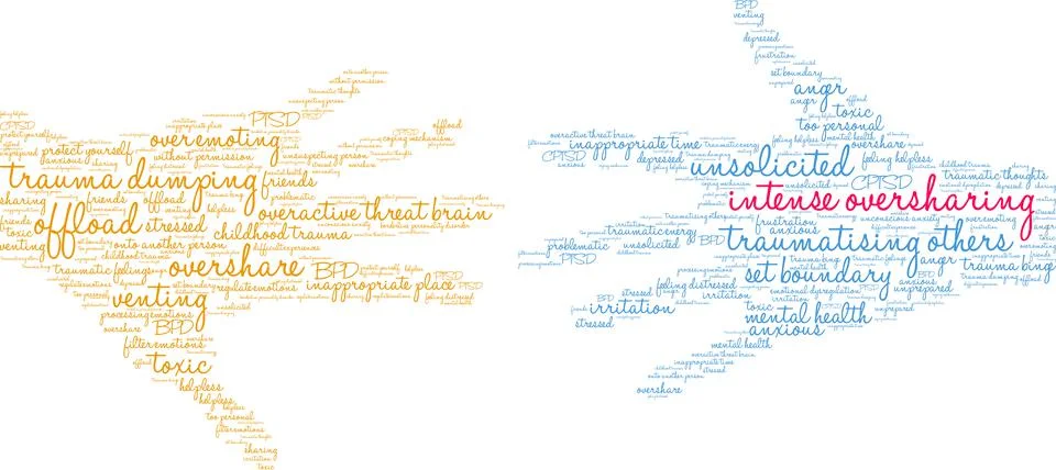 Intense Oversharing Word Cloud Stock Illustration