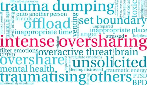 Intense Oversharing Word Cloud Stock Illustration