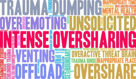 Intense Oversharing Word Cloud Stock Illustration