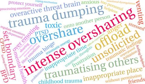 Intense Oversharing Word Cloud Stock Illustration