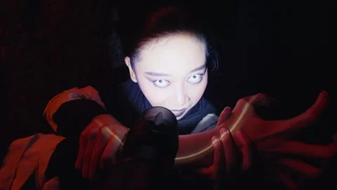 Intense Portrait with Dramatic Lighting Stock Footage 296665662