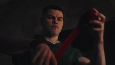 Intense Pre-Fight Preparation Video stock 274100764