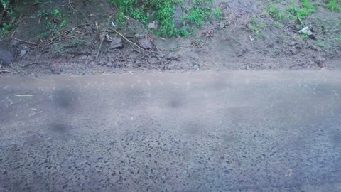 Intense Rain And Muddy Water Flow Create Gloomy Tropical Flooding Scene Outdoors Stock Footage 345370457