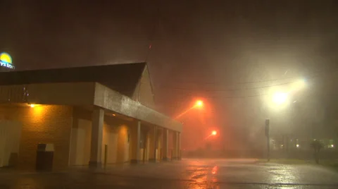 Intense rain and wind from a nighttime supercell Stock Footage 37783049
