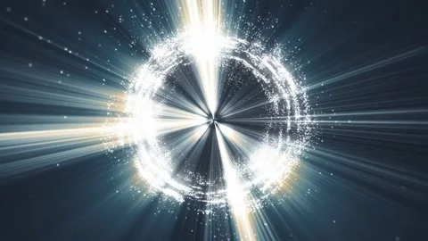 Intense rays of light burst from a central point, swirling Video stock 302997876