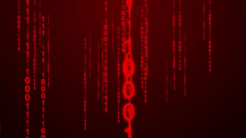 Intense Red Binary Code Digital Security Alert Background Vidéo 320028465
