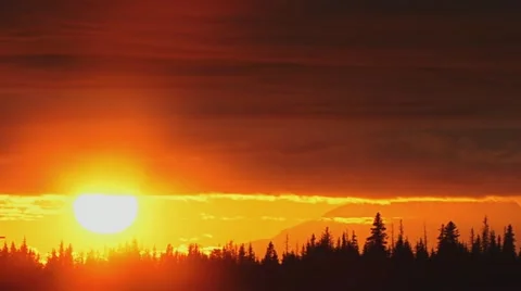 Intense Red Cloudy Sunset Mountain crop 720 24p Stock Footage 11136890