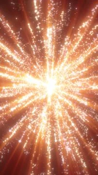 Intense red energy explosion with radiant particle streams, symbolizing power Stock Illustration