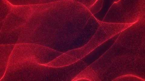 Intense red glowing digital waves forming smooth flowing lines across a dark  Stock Illustration